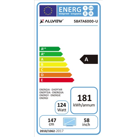 Televizor LED Smart Android Allview, 147 cm, 58ATA6000, 4K Ultra HD, Clasa A+