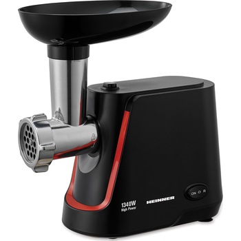 Masina de tocat Heinner MG-1250BK, 1340 W, 1.5 Kg/Min, 2 site, reverse, accesorii incluse, Negru Masina de tocat Heinner MG-1250BK, 1340 W, 1.5 Kg/Min, 2 site, reverse, accesorii incluse, Negru