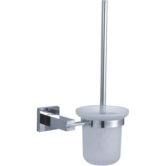 Suport cu perie WC, iMK®, VDE-057, suspendat, metal + sticla mata