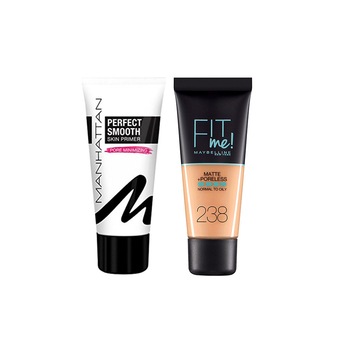 Pachet Promo Maybelline Fit Me! Matte and Poreless Foundation N:238 Rich Tan & Manhattan Perfect Smooth Skin Primer Pachet Promo Maybelline Fit Me! Matte and Poreless Foundation N:238 Rich Tan & Manhattan Perfect Smooth Skin Primer