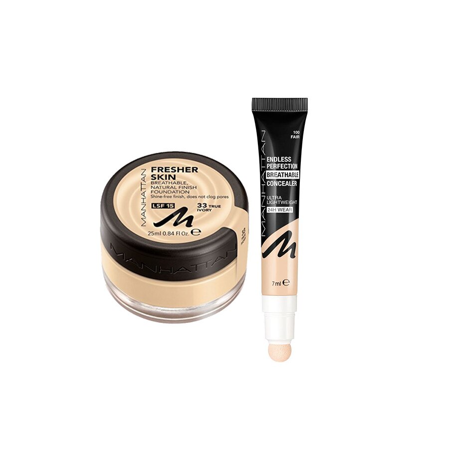 Pachet Promo Manhattan Fresher Skin N:33 & Manhattan Endless Perfection Breathable Concealer N:100 Fair
