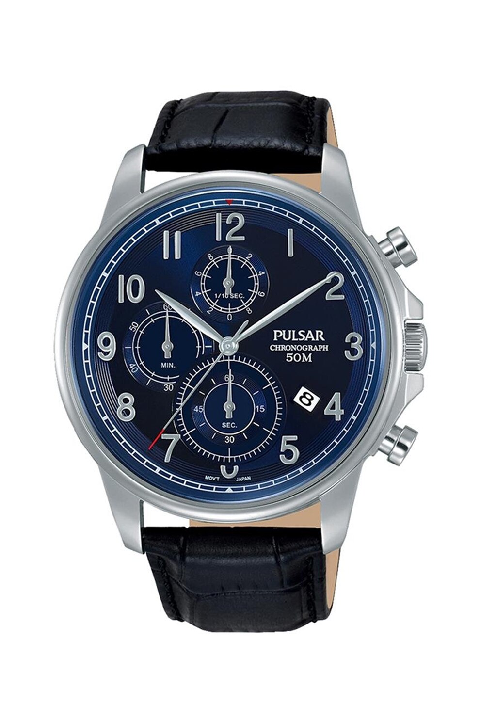 Pulsar, Ceas cronograf cu o curea de piele, Negru
