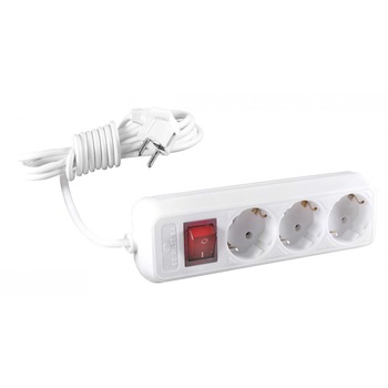 Prelungitor iMKⓇ 3 prize, 5 metri, 2500W, 3 x 1 mmp, contact de protectie, intrerupator, alb, AN Prelungitor iMKⓇ 3 prize, 5 metri, 2500W, 3 x 1 mmp, contact de protectie, intrerupator, alb, AN