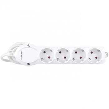 Prelungitor Lohuis 4 prize, 5 metri, 3500W, 3 x 1.5 mmp, contact de protectie, alb, AN Prelungitor Lohuis 4 prize, 5 metri, 3500W, 3 x 1.5 mmp, contact de protectie, alb, AN