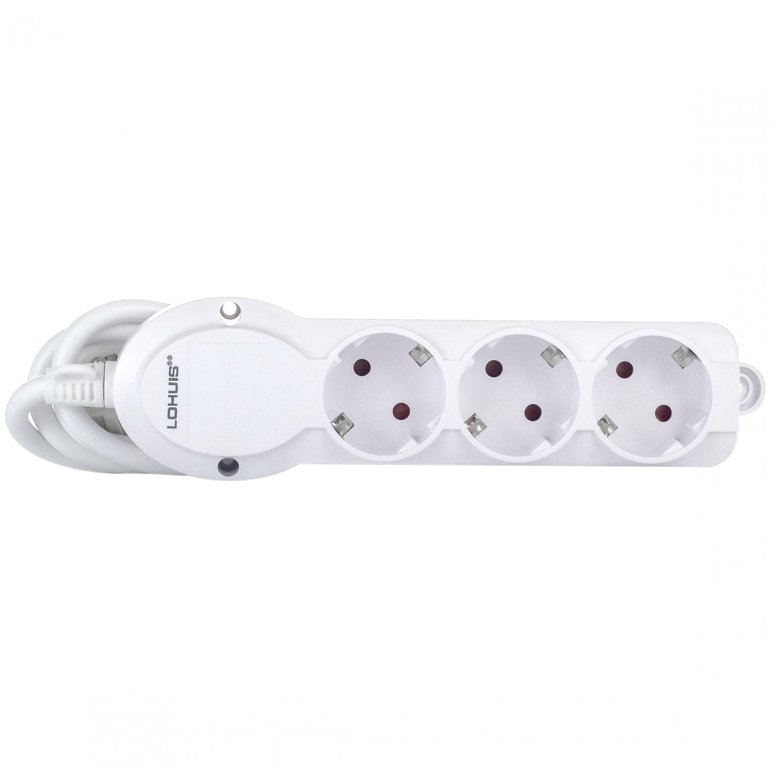 Prelungitor Lohuis 3 prize, 5 metri, 2500W, 3 x 1.5 mmp, contact de protectie, alb, AN