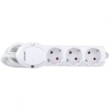 Prelungitor Lohuis 3 prize, 5 metri, 2500W, 3 x 1.5 mmp, contact de protectie, alb, AN Prelungitor Lohuis 3 prize, 5 metri, 2500W, 3 x 1.5 mmp, contact de protectie, alb, AN