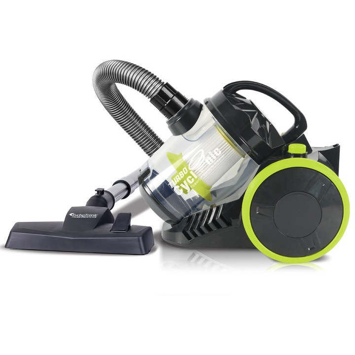 Aspirator fara sac TurboTronic TT-CV07 Turbo-Cyclonic, 2,5 l, Tub telescopic, Filtru HEPA, Negru