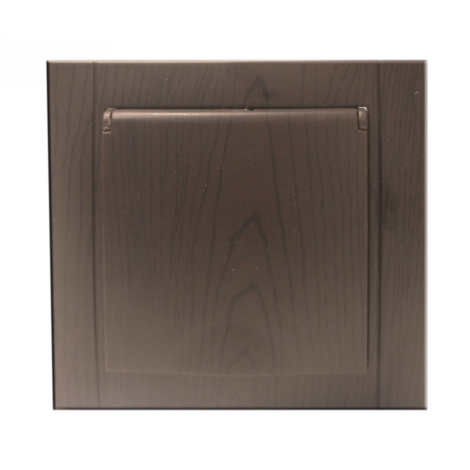 Priza Comtec, simpla, incastrata, rama inclusa, cu capac, contact de protectie, stejar