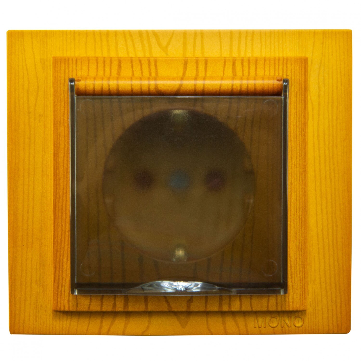 Priza simpla iMKⓇ incastrata, cu capac, contact de protectie, protectie copii, rama inclusa, maro, AN