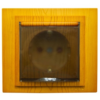 Priza simpla iMKⓇ incastrata, cu capac, contact de protectie, protectie copii, rama inclusa, maro, AN Priza simpla iMKⓇ incastrata, cu capac, contact de protectie, protectie copii, rama inclusa, maro, AN