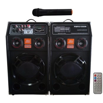 Set Boxe Profesionale JRH cu Microfon Wireless inclus , Telecomanda , Conectare USB , Conectare prin Functia Bluetooth , SD Card , Joc de Lumini , Intrare AUX , Ecran LED , Negru Set Boxe Profesionale JRH cu Microfon Wireless inclus , Telecomanda , Conectare USB , Conectare prin Functia Bluetooth , SD Card , Joc de Lumini , Intrare AUX , Ecran LED , Negru