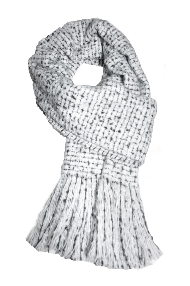 Esarfa tip sal,forma dreptunghiulara,D&J Exclusive,Alb-negru, Universal