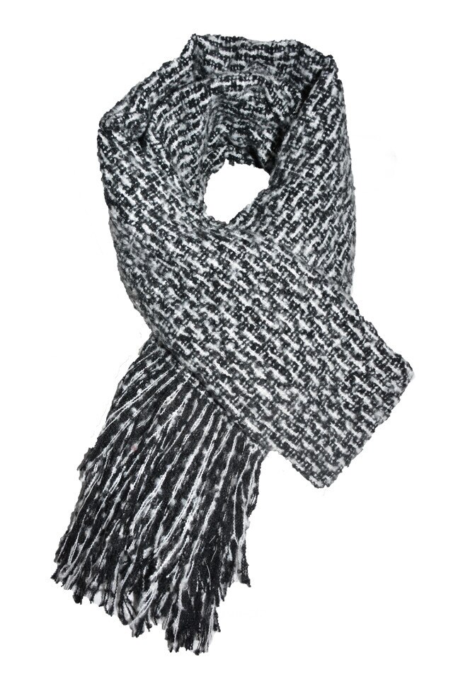 Esarfa tip sal,forma dreptunghiulara,D&J Exclusive,Negru-gri, Universal