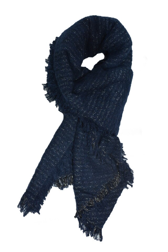 Esarfa chic cu reflexii argintii, D&J Exclusive, Bleumarin,Universal