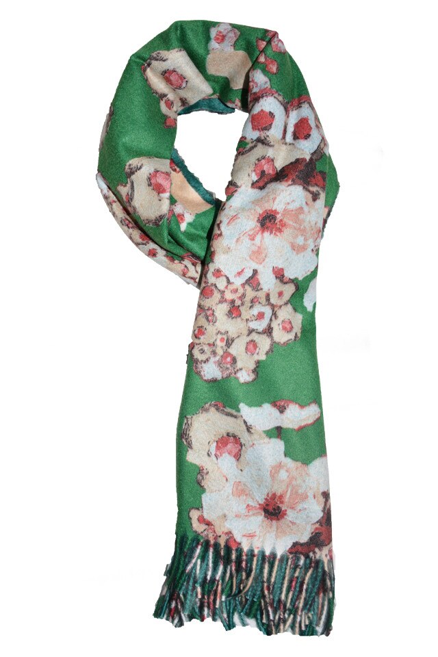 Esarfa tip sal cu imprimeu natural floral,D&J Exclusive,Verde