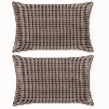 Set de 2 perne decorative, vidaXL, Velur cu model patratele, 40 x 60 cm, Gri Set de 2 perne decorative, vidaXL, Velur cu model patratele, 40 x 60 cm, Gri