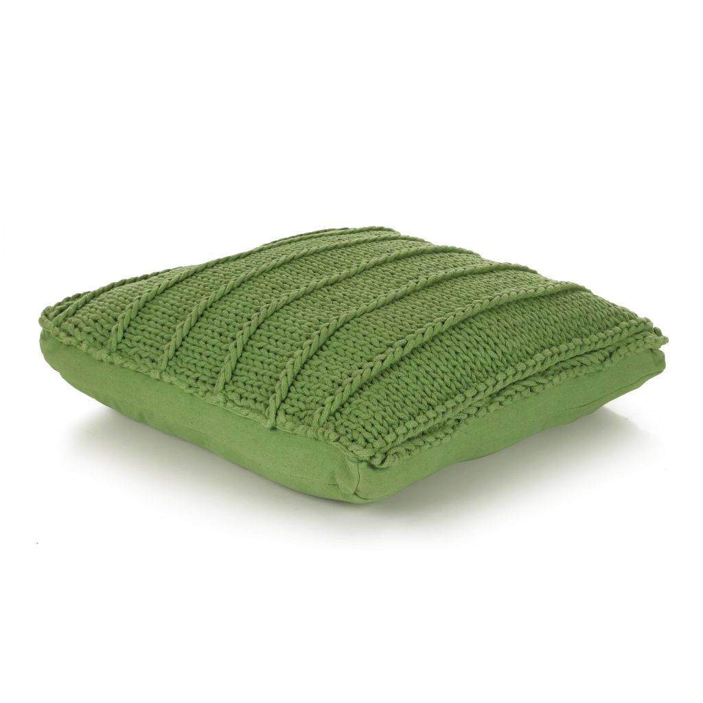 Perna decorativa de podea tricotata, vidaXL, Bumbac, 60 x 60 cm, Verde