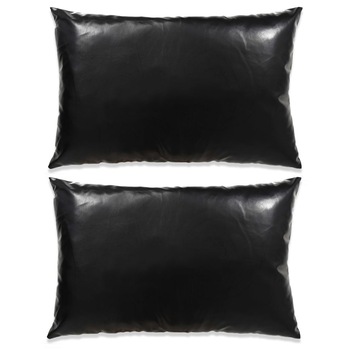 Set de 2 perne decorative, vidaXL, Poliuretan, 40 x 60 cm, Negru Set de 2 perne decorative, vidaXL, Poliuretan, 40 x 60 cm, Negru