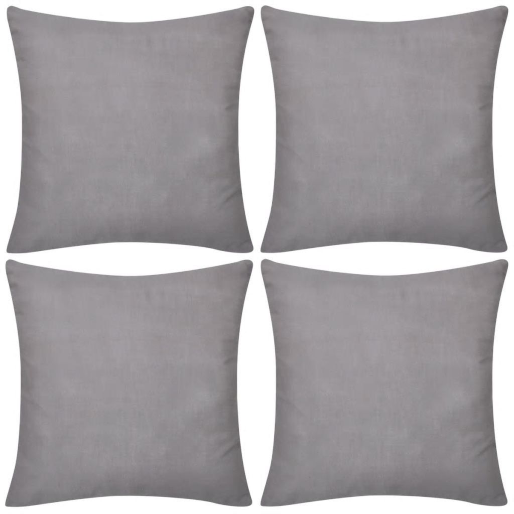 Set de 4 huse pentru perne decorative, vidaXL, In, 40 x 40 cm, Gri