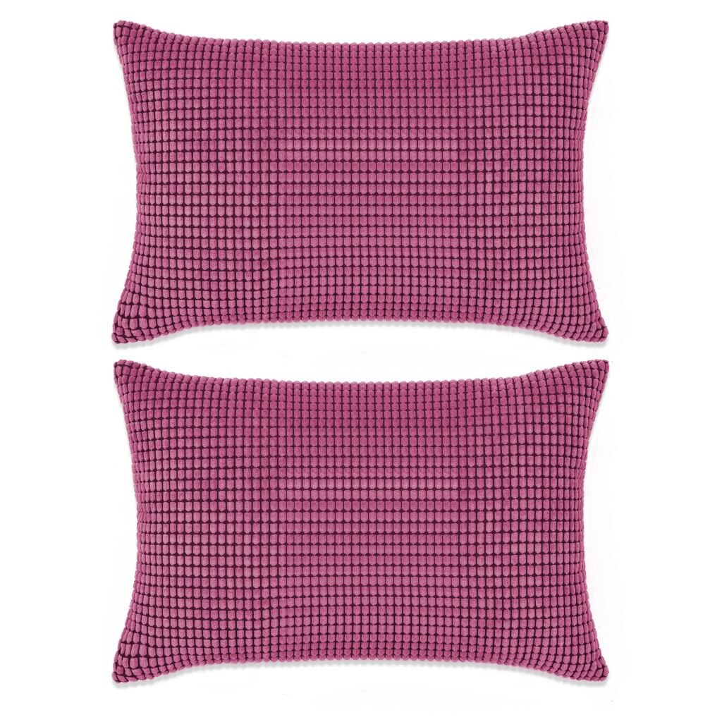 Set de 2 perne decorative, vidaXL, Velur cu model patratele, 40 x 60 cm, Roz