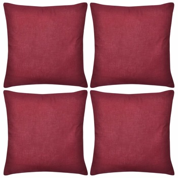 Set de 4 huse pentru perne decorative, vidaXL, Bumbac, 40 x 40 cm, Grena Set de 4 huse pentru perne decorative, vidaXL, Bumbac, 40 x 40 cm, Grena