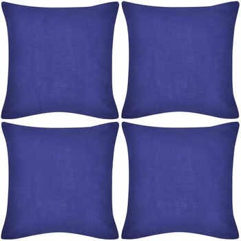 Set de 4 huse pentru perne decorative, vidaXL, Bumbac, 40 x 40 cm, Albastru
