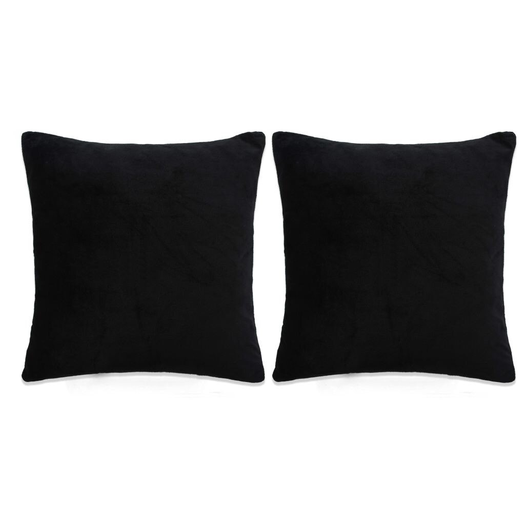 Set de 2 perne decorative, vidaXL, Velur, 60 x 60 cm, Negru