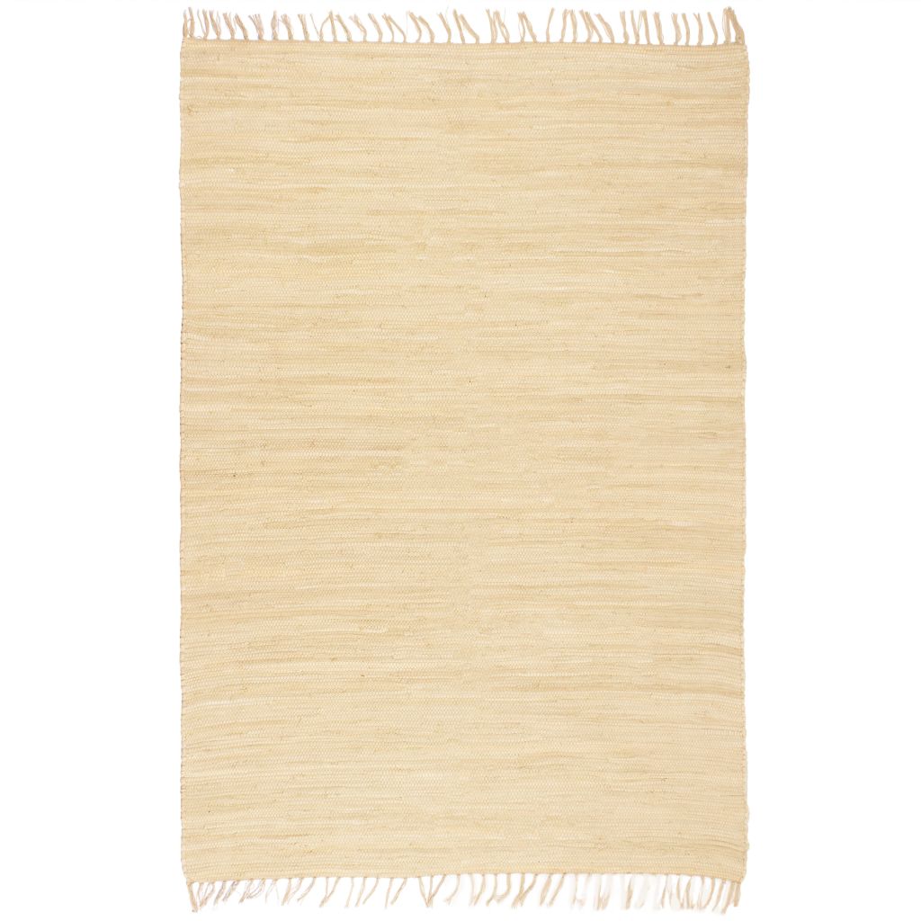 Covor Chindi lucrat manual, vidaXL, Bumbac, 80 x 160 cm, Crem