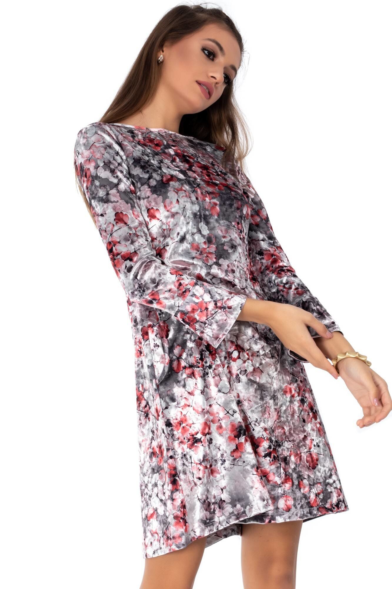 Rochie multicolora, ROH, din catifea, S-M