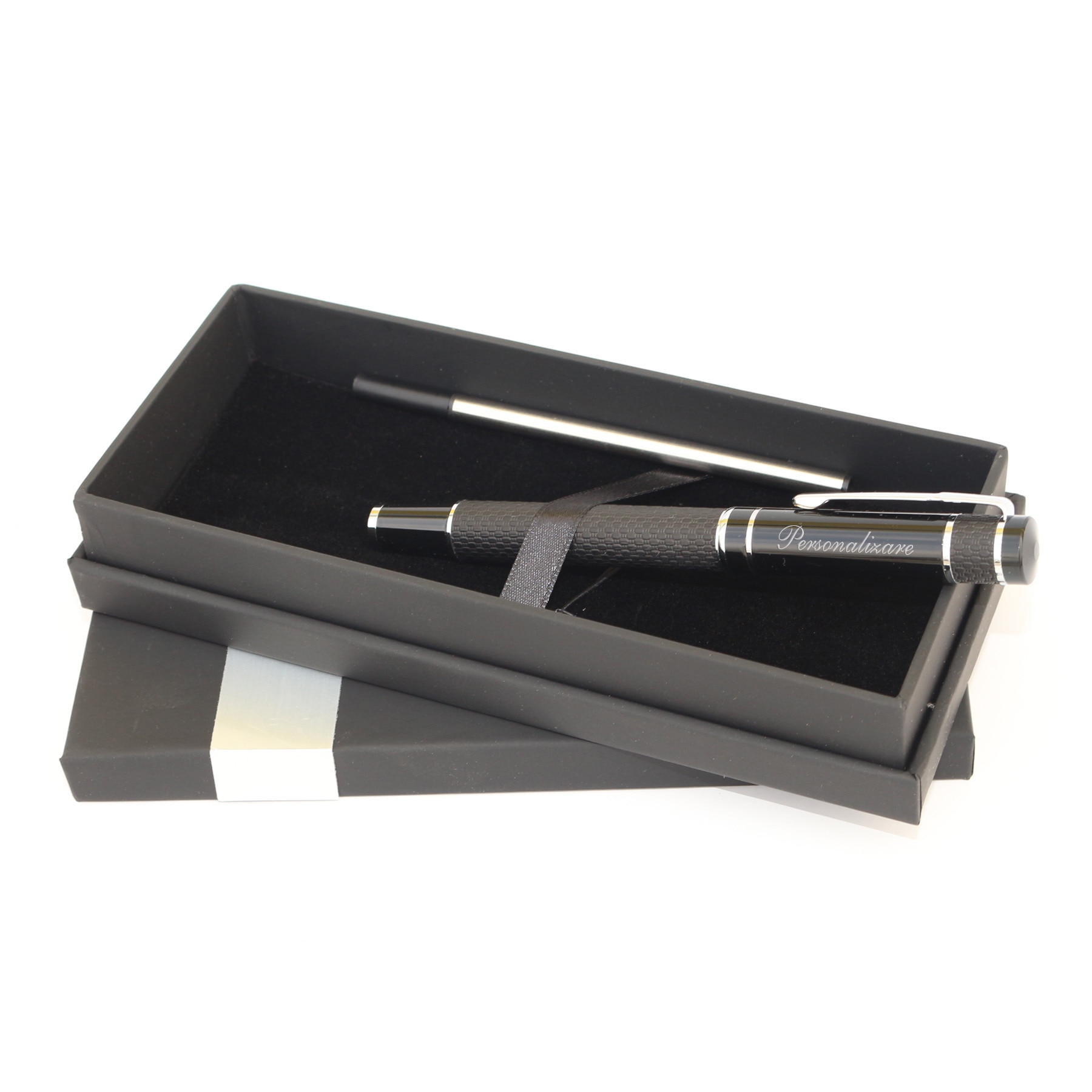 Roller metalic si imitatie piele black Moon personalizat prin gravura