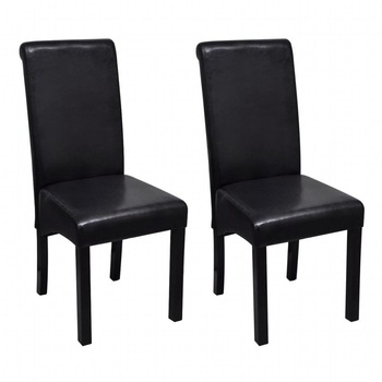 Set de 2 scaune de bucatarie cu design clasic, vidaXL, Piele artificiala, Negru