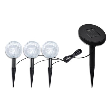 Set de 3 lampi de gradina, cu panouri solare, vidaXL, Sticla, 9,5 cm, 1.2 V, Alb Set de 3 lampi de gradina, cu panouri solare, vidaXL, Sticla, 9,5 cm, 1.2 V, Alb