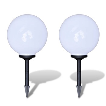 Set de 2 lampi solare sferice pentru gradina, LED, vidaXL, Plastic, 30 cm, Alb Set de 2 lampi solare sferice pentru gradina, LED, vidaXL, Plastic, 30 cm, Alb