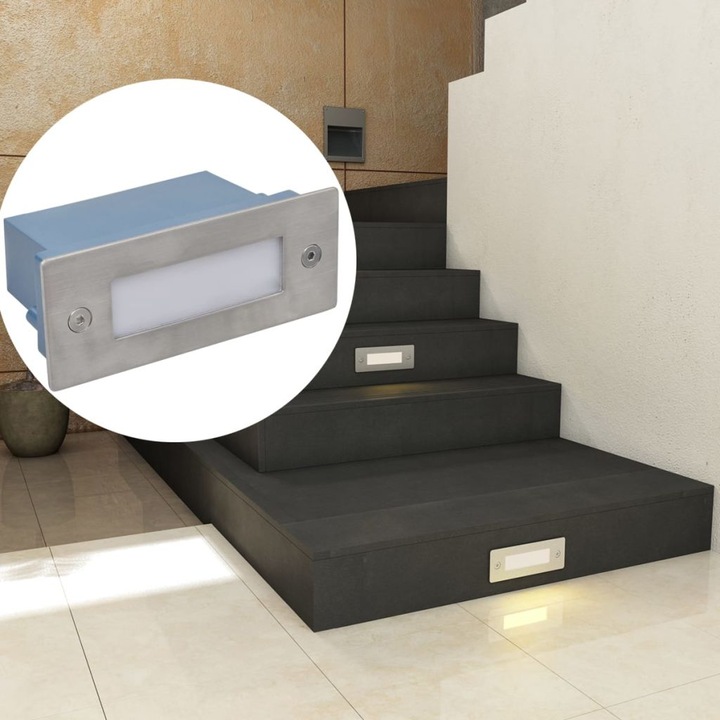 Set corpuri de iluminat trepte cu LED vidaXL, 44 x 111 x 56 mm, 6 piese