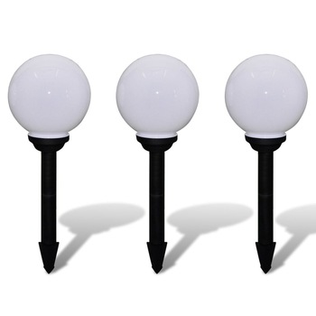 Set de 3 lampi solare sferice pentru gradina, LED, vidaXL, Plastic, 20 cm, Alb Set de 3 lampi solare sferice pentru gradina, LED, vidaXL, Plastic, 20 cm, Alb