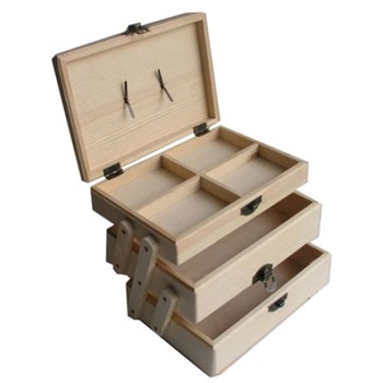 Cutie din lemn croitorese cu 3 sertare, 19 x 12 x 13 cm Cutie din lemn croitorese cu 3 sertare, 19 x 12 x 13 cm