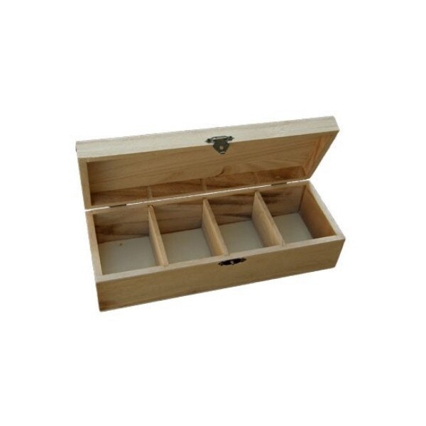 Cutie din lemnn cu 4 compartimente, 25 x 9.5 x 6.7 cm