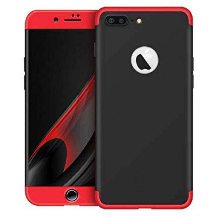 Защитен калъф за iPhone 8+, Луксозно червено-черно покритие, идеално пасване