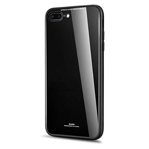 Husa Apple iPhone 8, Back Glass MYSTYLE, husa cu sticla securizata spate ,Neagra