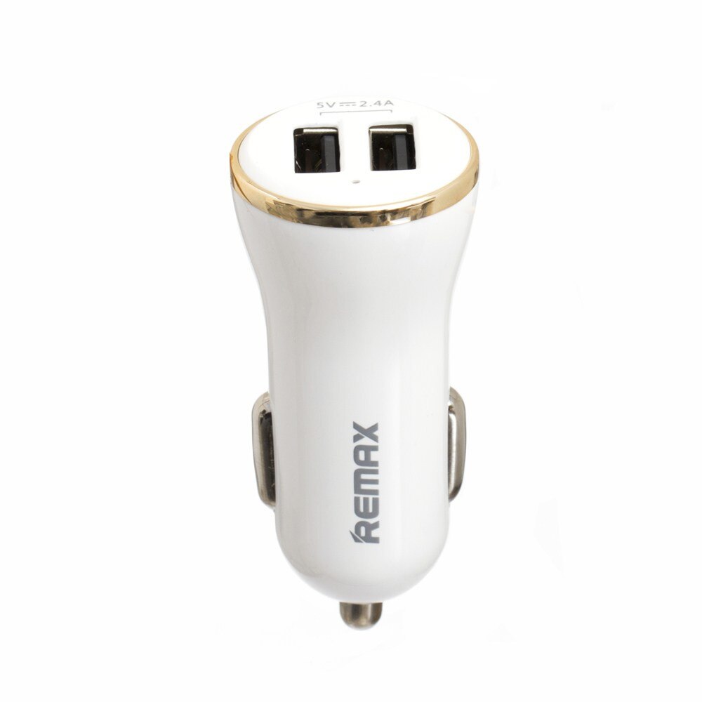 Incarcator auto REMAX cu 2 porturi USB 2.4A, alb