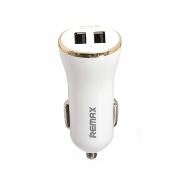 Incarcator auto REMAX cu 2 porturi USB 2.4A, alb Incarcator auto REMAX cu 2 porturi USB 2.4A, alb