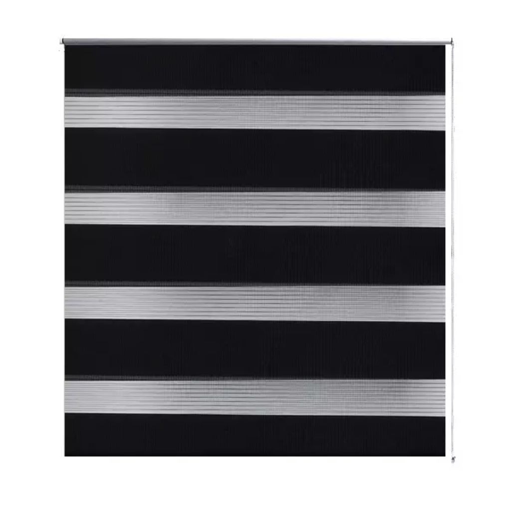 Rulou zebra, vidaXL, Poliester, 120 x 230 cm, Negru