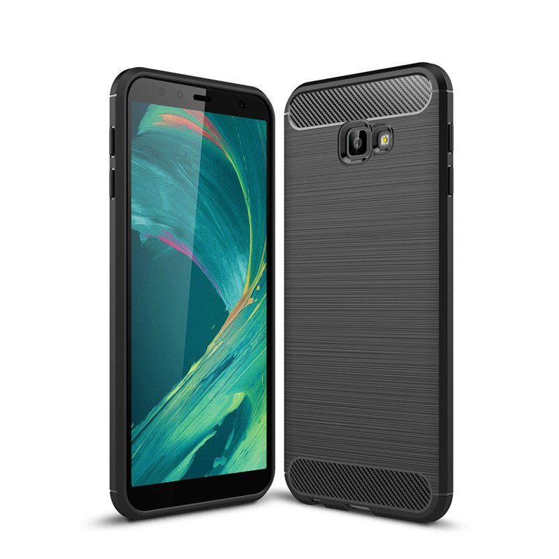 Husa telefon TPU model carbon , Gema Mixt pentru Samsung Galaxy J4 Plus 2018 J415 , neagra