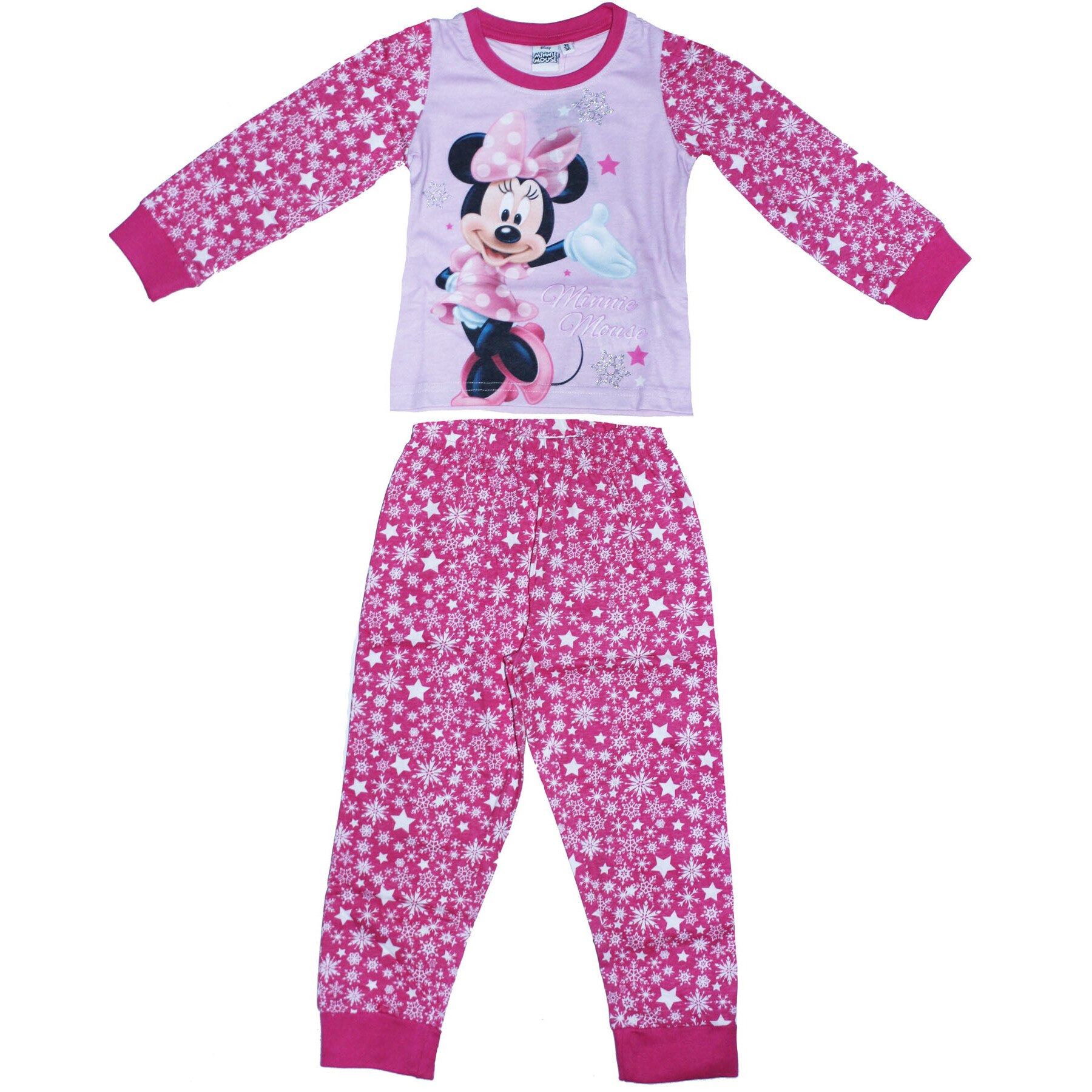 Pijama Minnie, roz cu fulgi de