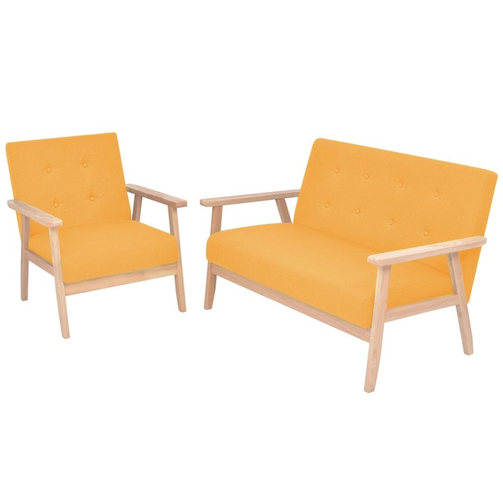 Комплект кресла vidaXL, части, 113,5х67х73,5 см, плат, жълт