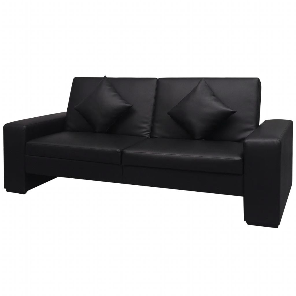 Canapea extensibila, vidaXL, Tapiterie piele artificiala, Negru, 176 x 92 x 52 cm