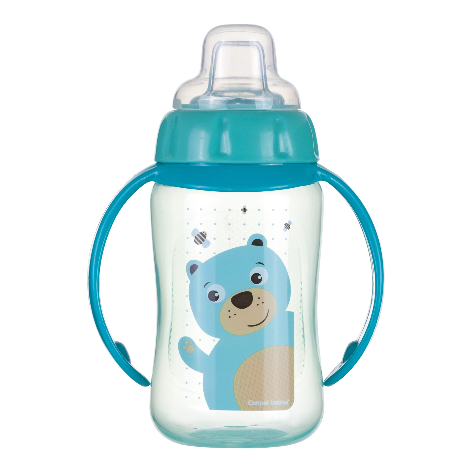 Canita antrenament „Cute Animals“, Canpol babies®, 320 ml, turcoaz
