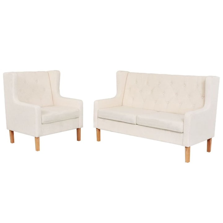 Комплект диван и кресло vidaXL, 2 бр, плат, 140х68х90 см, кремавобели