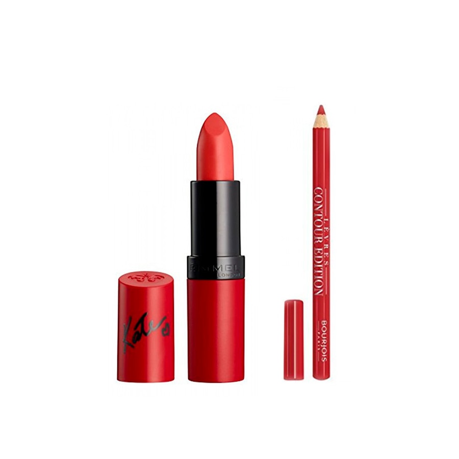 Pachet Promo Bourjois Lip Liner N:06 Tout Rouge & Rimmel Lasting Finish Matte Lipstick N:110 Rosetto
