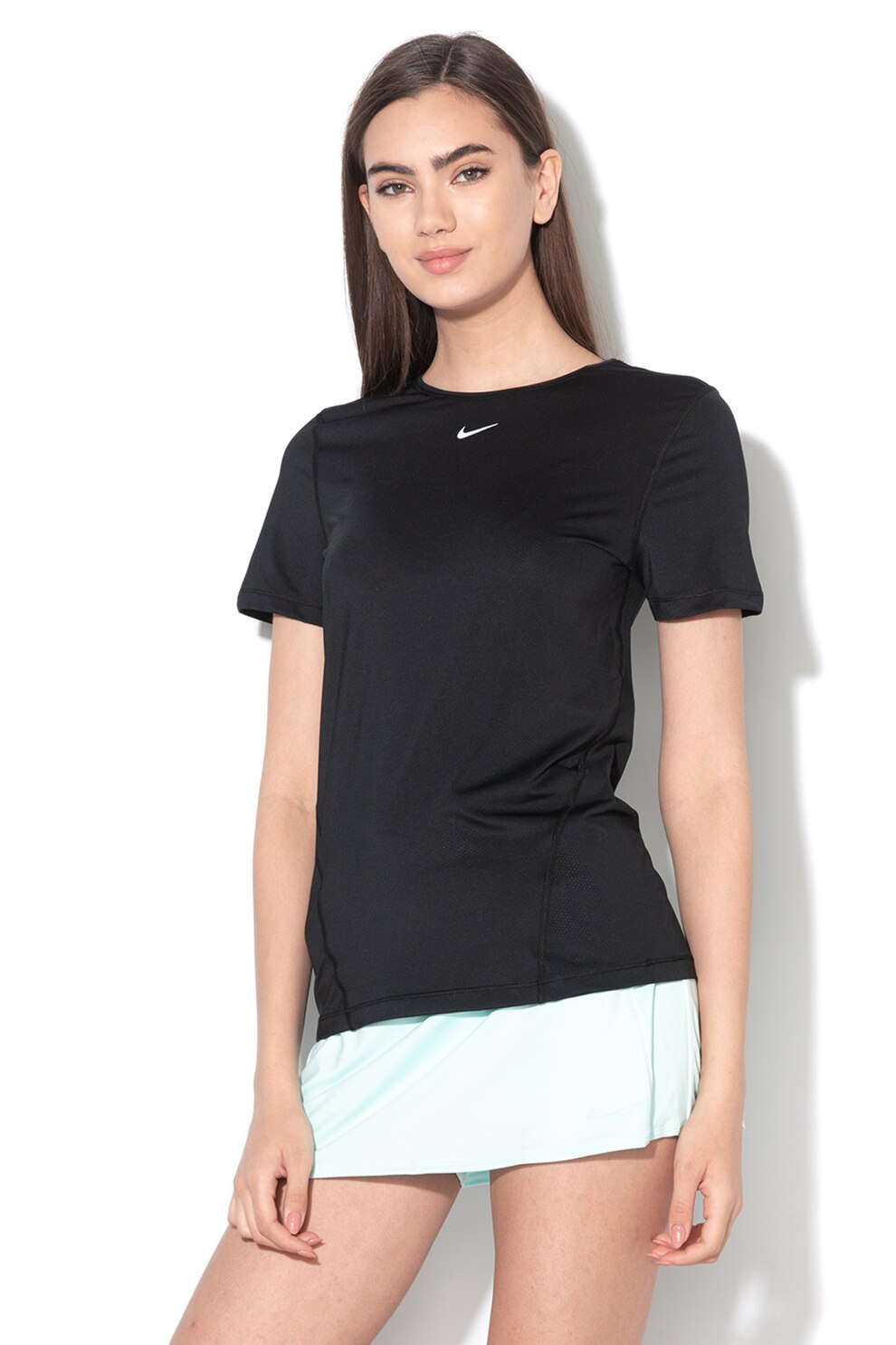 Nike, Tricou slim fit pentru fitness Essential, Negru